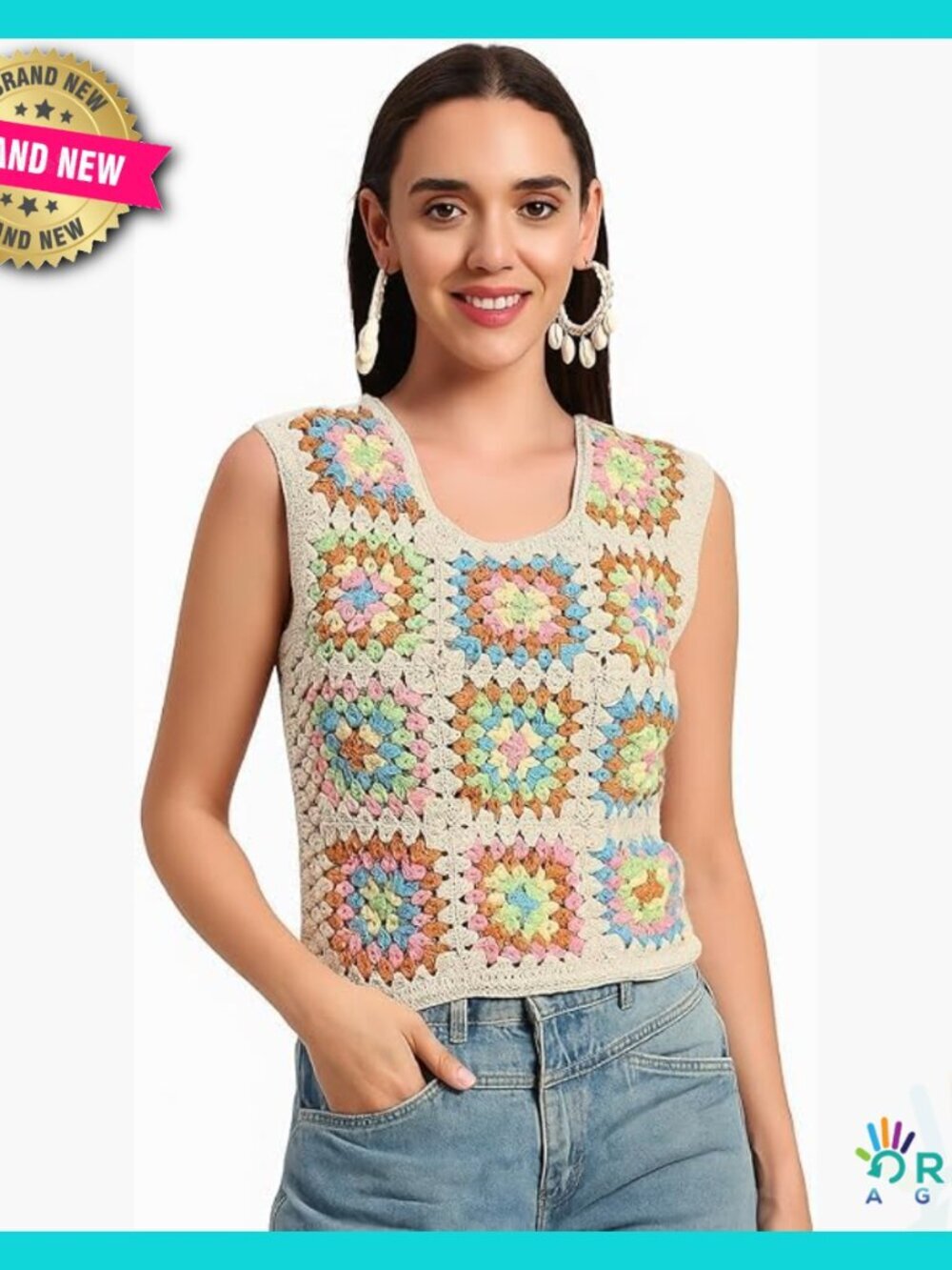 Crochet Knit Patchwork Tank Top Boho Chic Vintage Festival Summer Wear